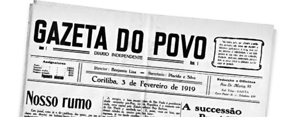 Primeira edição impressa Gazeta do Povo 1919